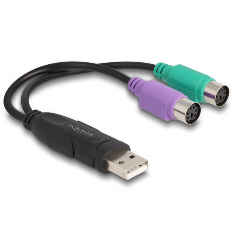 Delock USB vers PS/2. 1x USB 2.0 A, 2x PS/2. 17 cm.