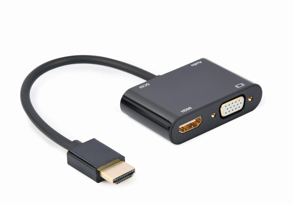 Connecteur HDMI sur prise HDMI + prise VGA + câble adaptateur audio, noir - Cablexpert