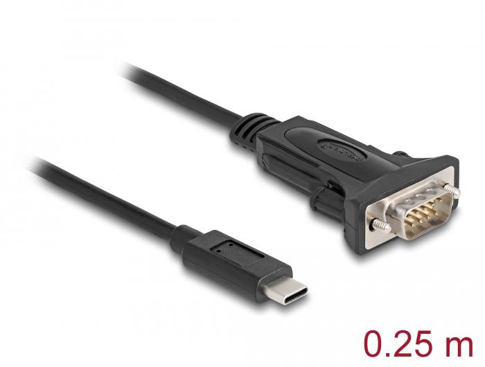 Delock Adapter USB Type-C™ naar 1 x Seriële RS-232 D-Sub 9-pins stekker met