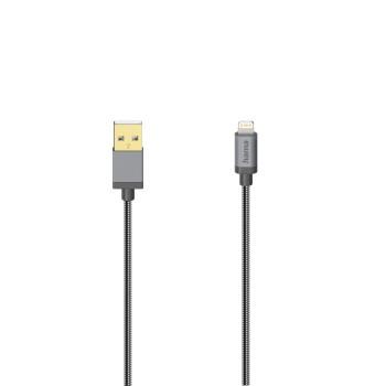 USB-kabel voor iPhone/iPad met Lightning-connector, USB 2.0, metaal, 0,75 m - Hama