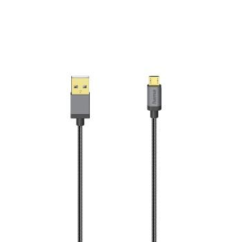 Micro-USB-kabel, USB 2.0, 480 Mbit/s, Metaal, 0,75 m - Hama