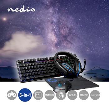 Gaming Combo Kit 5-in-1 Toetsenbord, Hoofdtelefoon, Muis en Muismat - Nedis