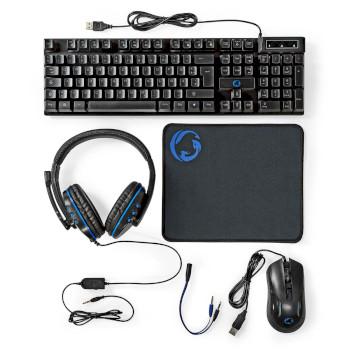 Gaming Combo Kit 5-in-1 Toetsenbord, Hoofdtelefoon, Muis en Muismat - Nedis