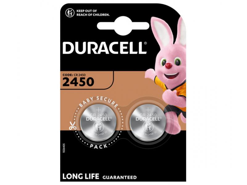 Duracell Battery Lithium, Button Cell, CR2450, 3V Blister (2-Pack) - Duracell