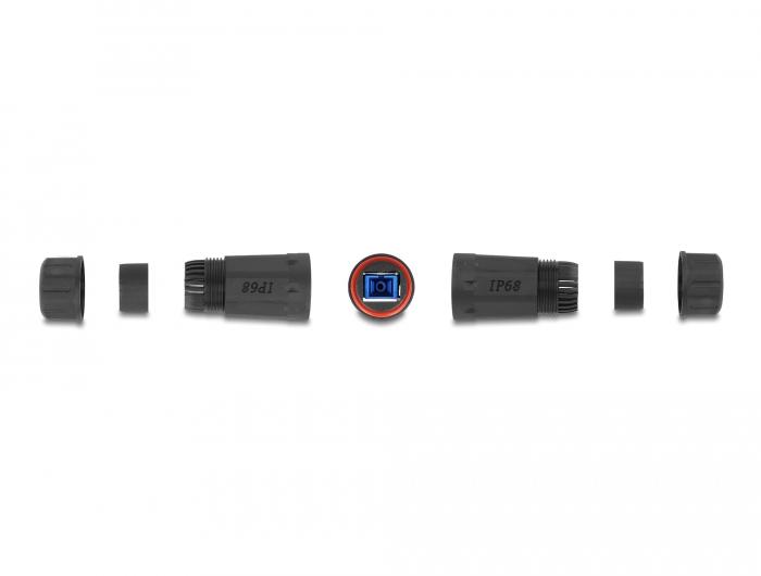 Delock Glasvezelkabelconnector SC Simplex-aansluiting naar SC Simplex-aansluiting UPC waterdicht