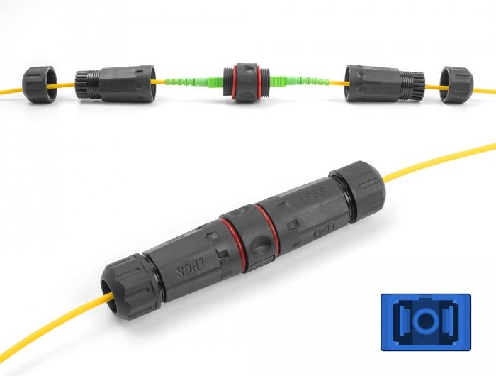 Delock Glasvezelkabelconnector SC Simplex-aansluiting naar SC Simplex-aansluiting UPC waterdicht
