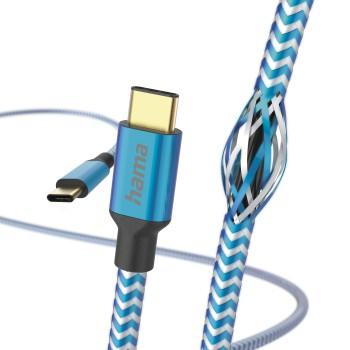 Câble de charge Reflective, USB-C - USB-C, 1,5 m, Nylon, bleu - Hama