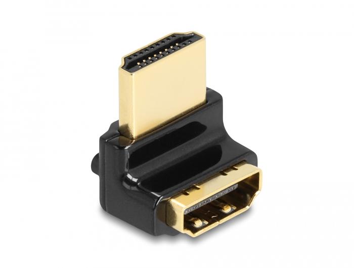 Adaptateur HDMI Delock, mâle vers femelle, coudé à 90 vers le haut, 8K 60 Hz, métal