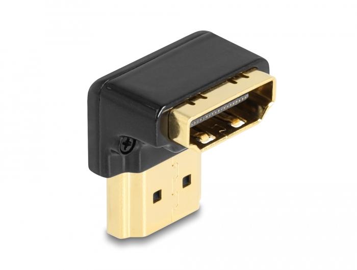 Adaptateur HDMI Delock, mâle vers femelle, angle 90 droite, 8K 60 Hz, métal