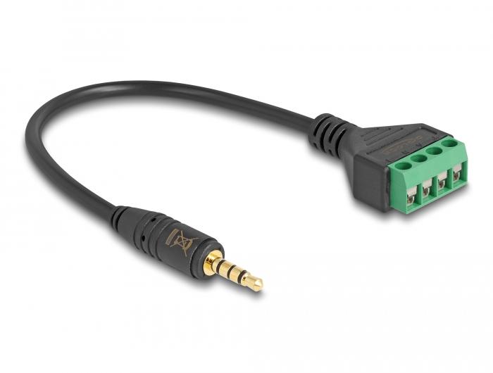 Delock Kabel Jackplug 3,5 mm 4-polig naar Klemmenblokadapter 20 cm