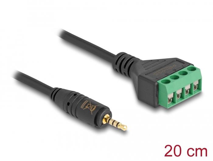 Delock Kabel Jacksconnector 2,5 mm 4-polig naar Klemmenblokadapter 20 cm