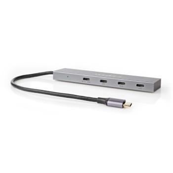 USB C hub met 4× USB C poorten en Power Delivery