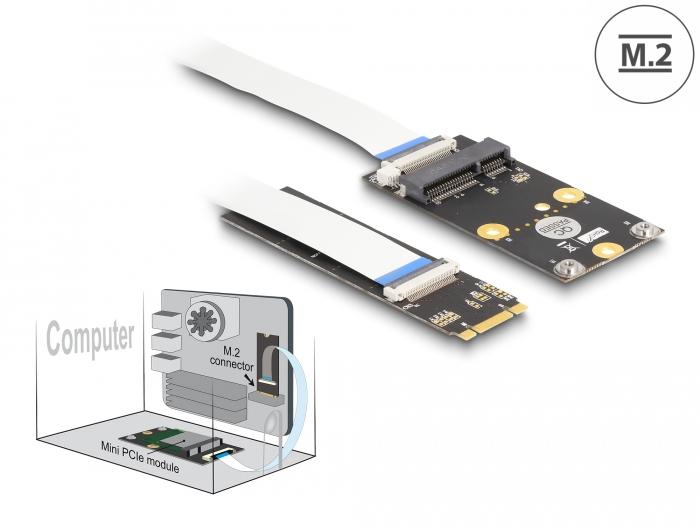 Converter M.2 Key B+M connector naar 1 x Mini PCIe slot halve grootte/volle grootte