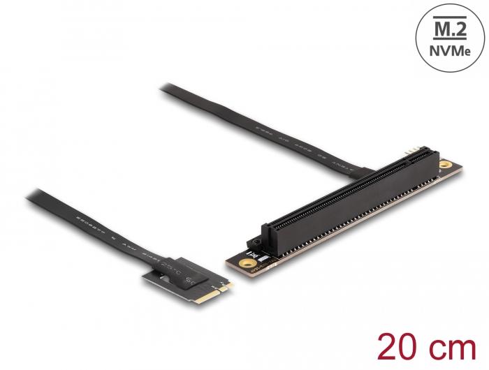 Delock M.2 Key A+E vers PCIe x16 NVMe Adaptateur coudé avec câble de 20 cm