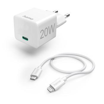 Snellader met oplaadkabel Lightning, mini-lader, PD, 20W, 1m, wit - Hama