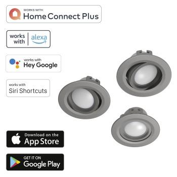 Spot encastré LED Wifi, 5W, contrôlable par la voix/application, orientable, 3, acier inoxydable-Nickel - Hama
