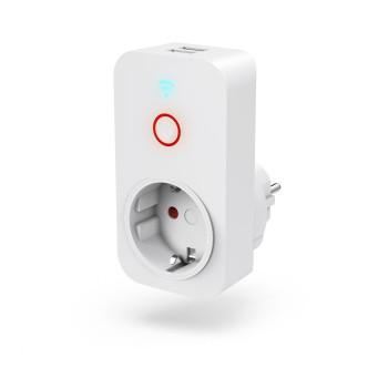 Slanke stekkerdoos, 2x USB-A, WLAN, via spraak/app te bedienen, 2300W, 10A - Hama