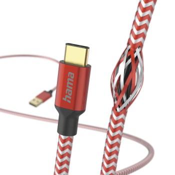 Câble de chargement Reflective, USB-A - USB-C, 1,5 m, Nylon, rouge - Hama