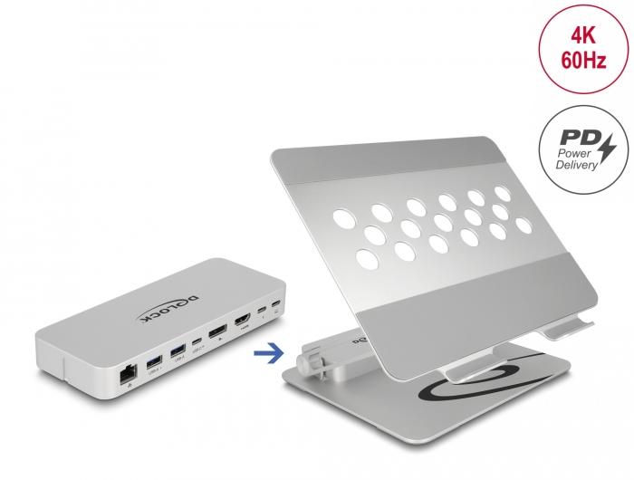 Delock Tablet en Notebook standaard met geïntegreerde dockingstation 4K - H