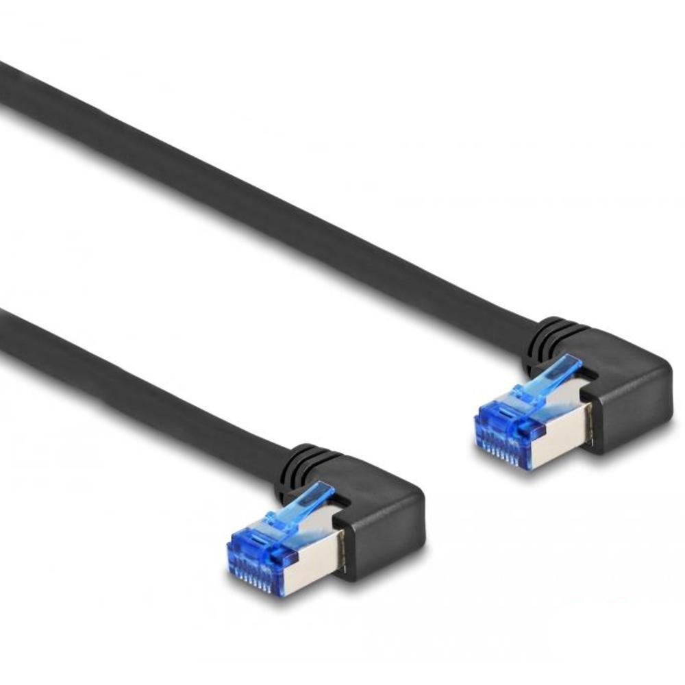 Delock RJ45 Netzwerkkabel Cat.6A S/FTP rechts gewinkelt 3 m schwarz