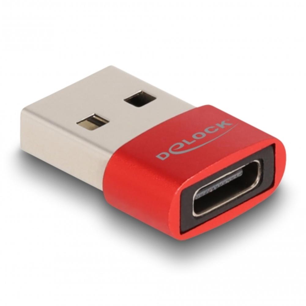 Delock USB 2.0 Adapter USB Typ-A Stecker zu USB Type-C™ Buchse rot