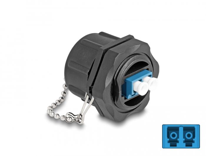 Delock Glasvezel-inbouwdoos LC Duplex naar LC Duplex met afdekdop