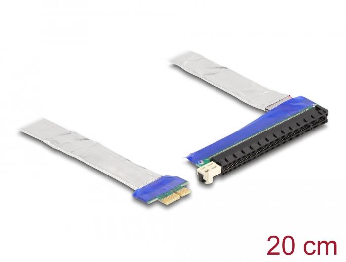 Carte Riser Delock PCI Express x1 Connecteur vers Slot x16 avec câble 20 cm