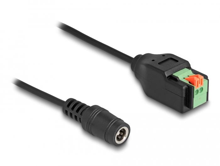 Delock DC 5,5 x 2,1 mm Stekker naar Klemmenblokadapter met Drukknop 15