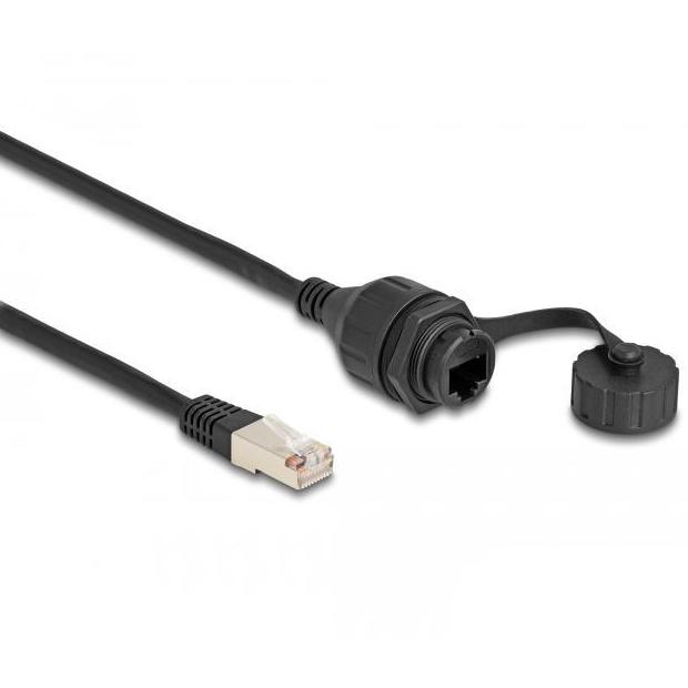 Delock RJ50 câble: RJ50 mâle vers femelle, 20 cm, IP67.