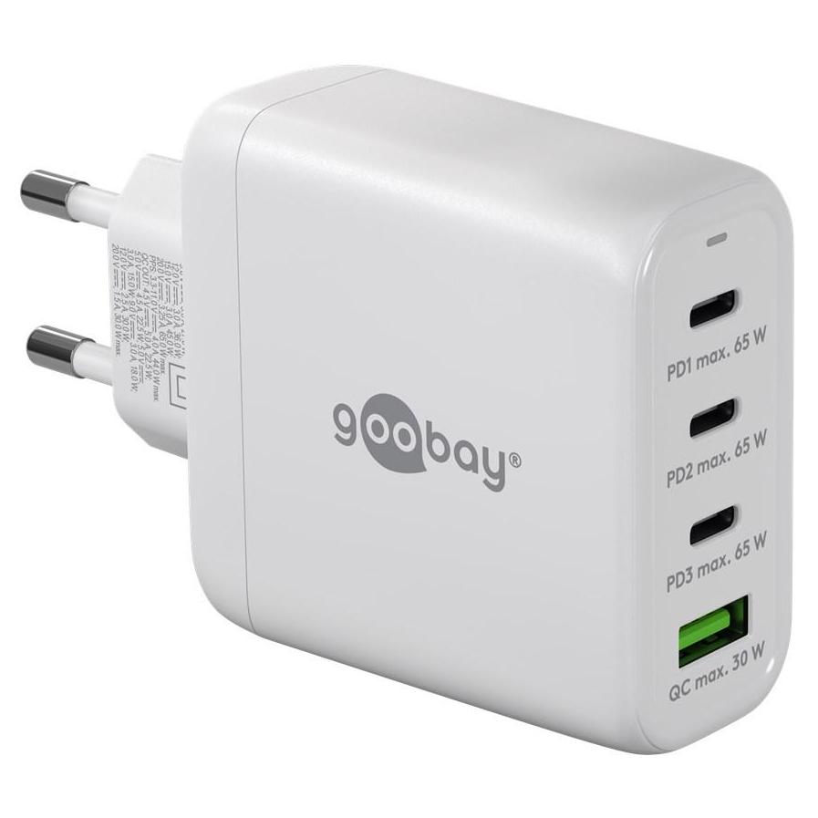 USB-C + USB-A oplader – 3× USB-C + 1× USB-A – 68 W