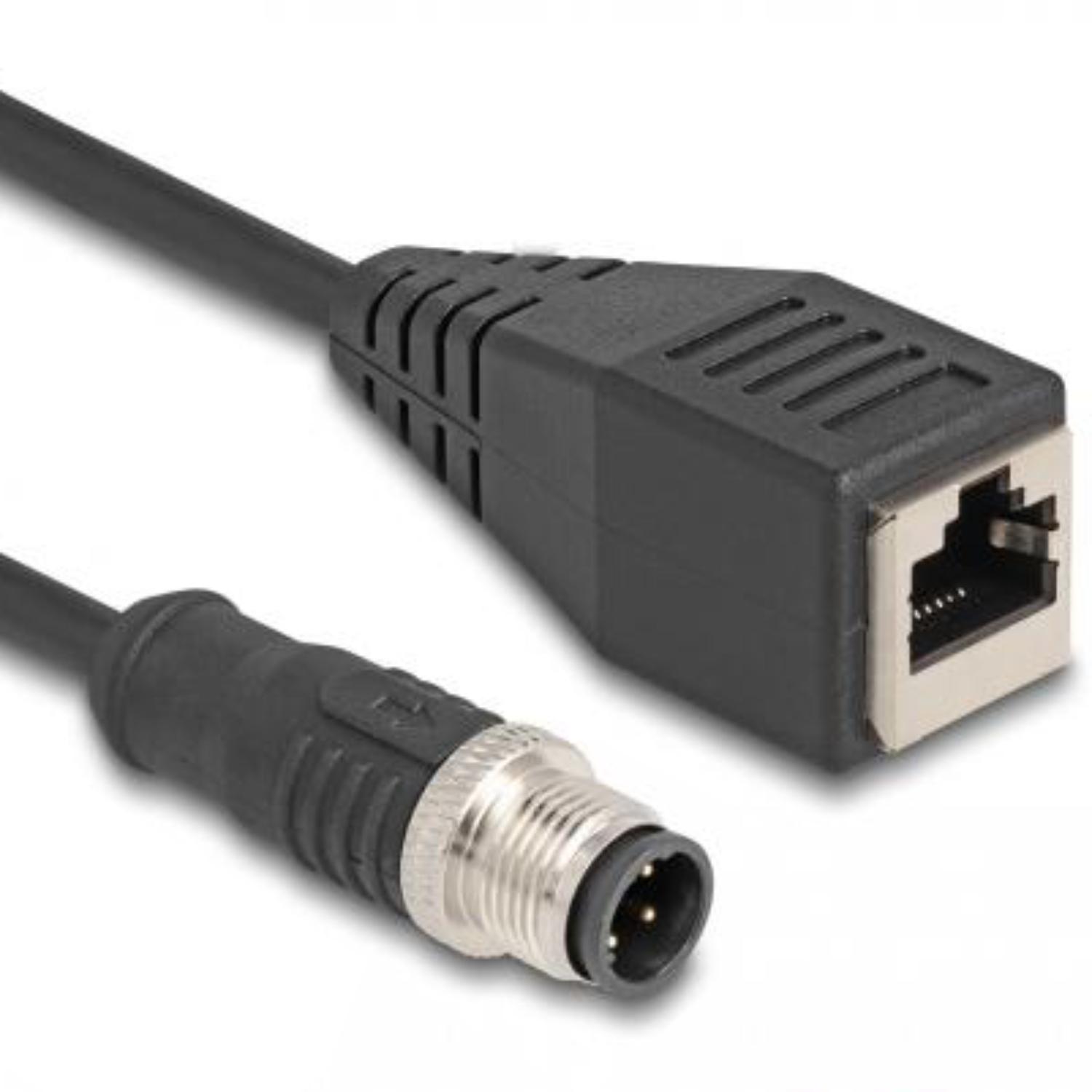 M12 D-gecodeerd 4-polig naar RJ45 adapterkabel