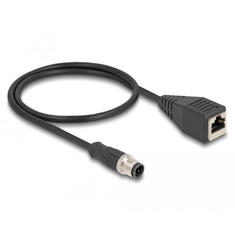 M12 D-gecodeerd 4-polig naar RJ45 adapterkabel