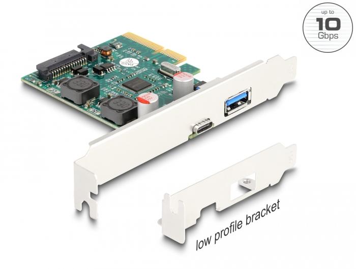 Delock PCI Express x4 Karte zu 1 x external USB 10 Gbps Type-C™ Buchse + 1