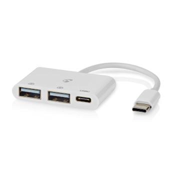 USB C hub met 2× USB A en 1× USB C poort