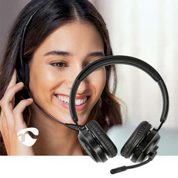 Casque PC Circum-auriculaire Stéréo Bluetooth Microphone pliable Noir - Nedis