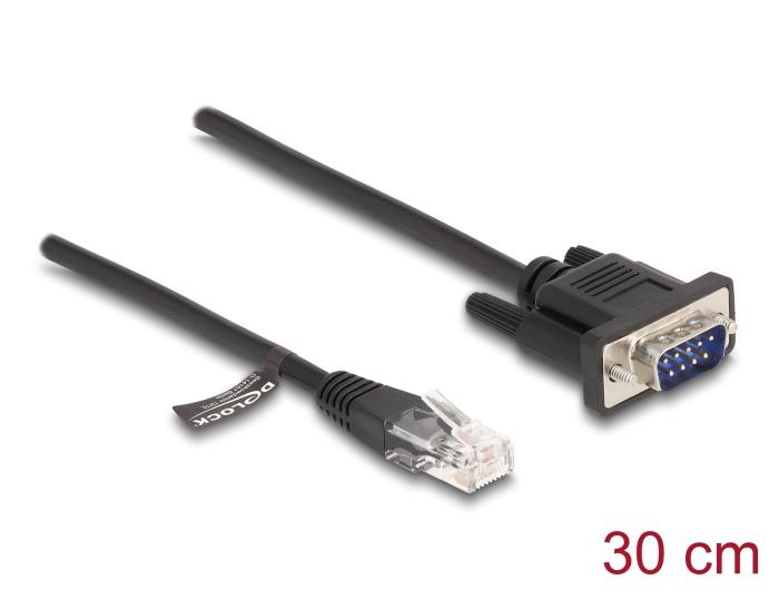 Câble Delock RJ45 vers connecteur série RS-232 D-Sub 9 30 cm noir