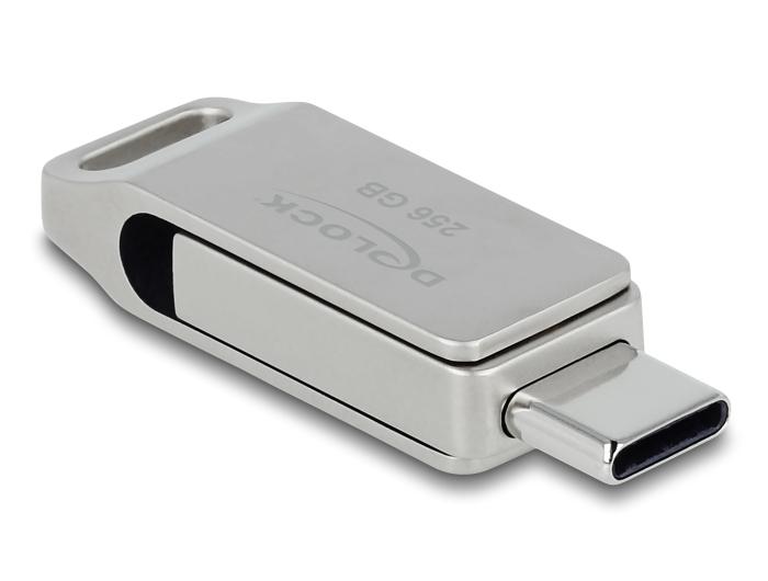 Delock USB 5 Gbps USB-C™ + Type-A geheugenstick 256 GB - metalen behuizing
