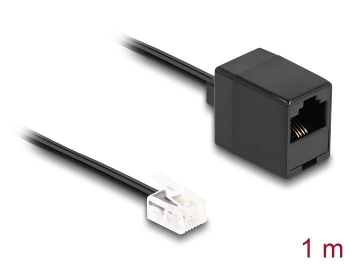 Delock Telefoonkabel RJ11 Stekker naar RJ45 Aansluiting zwart 1 m