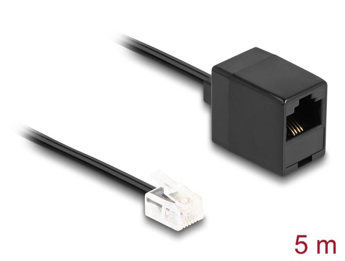 Delock Câble téléphonique RJ11 mâle vers RJ45 femelle noir 5 m