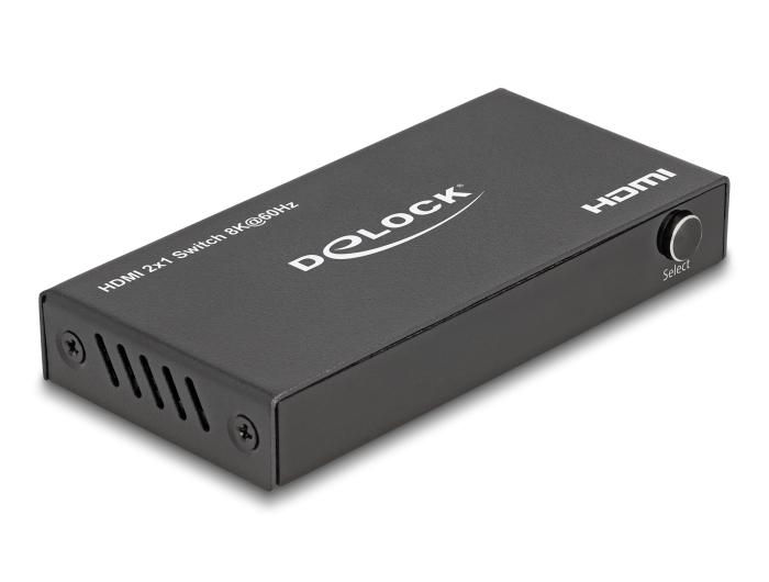 Delock HDMI Switch 2 x HDMI entrée vers 1 x HDMI sortie 8K 60 Hz
