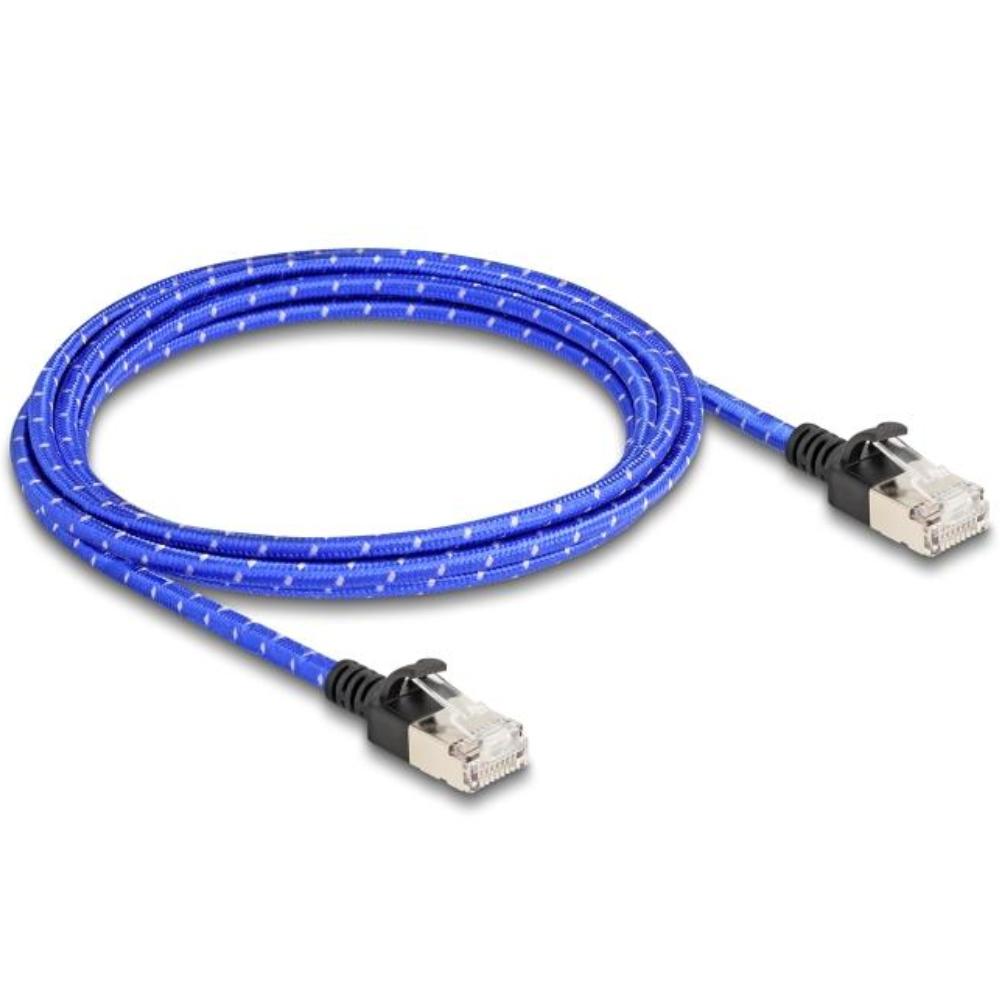 Câble réseau Delock RJ45 avec gaine tressée Cat.6A U/FTP Slim 2 m bleu