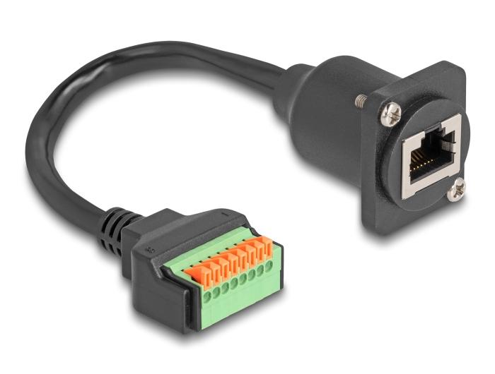 Delock D-Type Kabel RJ45-aansluiting op klemmenblok met drukknop Cat.5e zwart