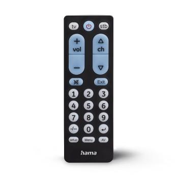 Universele tv-afstandsbediening, infrarood, 2 apparaten, grote toetsen, leerfunctie - Hama