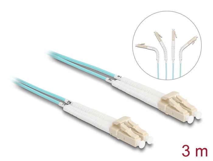 Câble fibre optique Delock LC Duplex vers LC Duplex Multimode OM3 angulaire 3 m