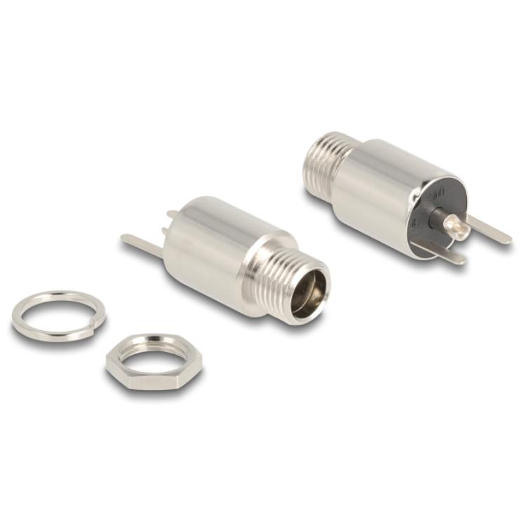 Delock Connecteur DC 5,5 x 2,1 mm Embase pour installation, version à souder - ronde