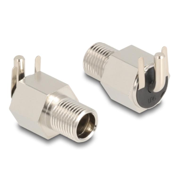 Delock Connecteur DC 5,5 x 2,5 mm Embase pour montage encastré, version à souder, coudée