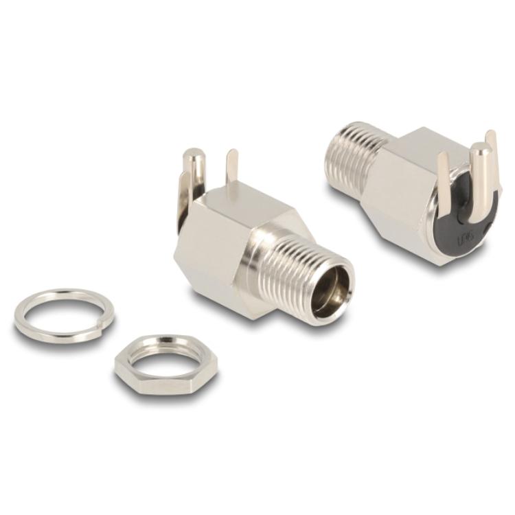 Delock Stekker DC 5,5 x 2,5 mm Bus voor inbouw, soldeeruitvoering, rechtwinklig