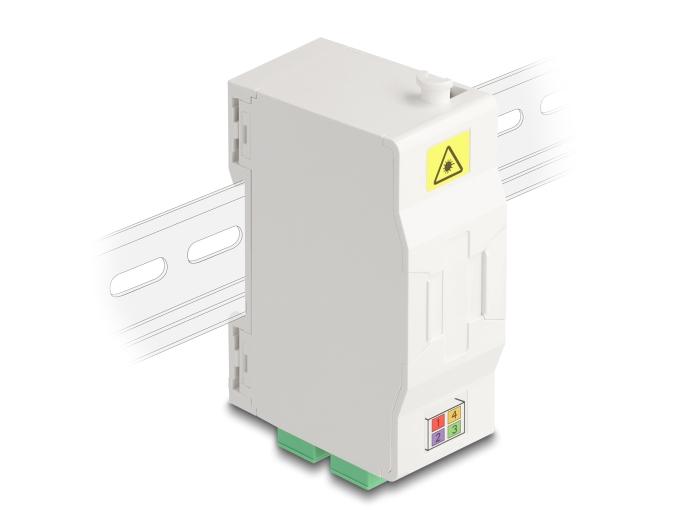 Delock Boîtier de raccordement fibre optique pour rail DIN avec support LASH et 4 x SC Simp