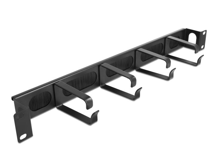 Delock 19″ Kabelbeheerborstelstrip met 4 houders en zijdelingse kabeldoorvoer K