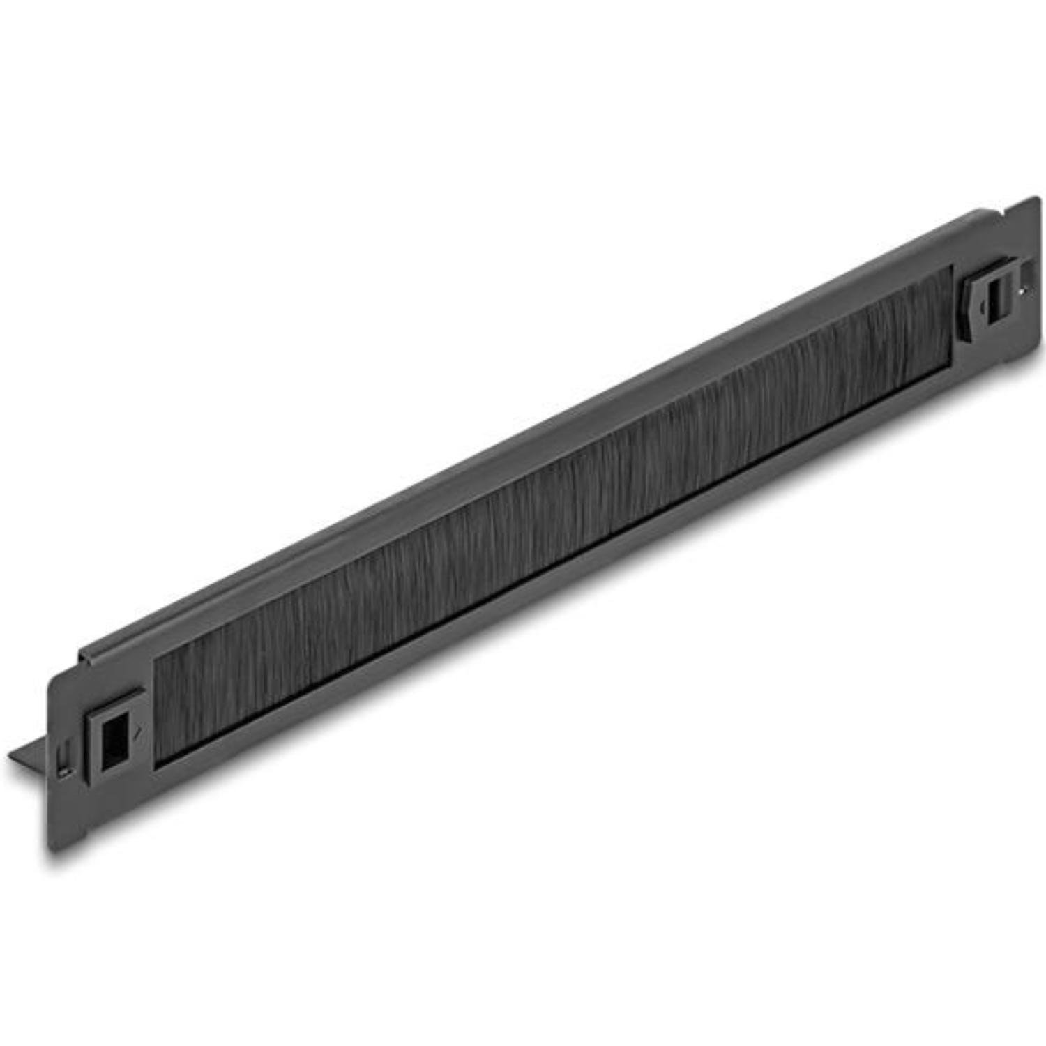 Delock 19″ borstelstrip met kabelhouder gereedschapsvrij 1 HE zwart